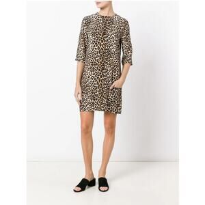 Equipment Femme Aubrey Silk Leopard Print Mini Dress Pockets Women's Medium $295
